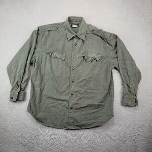 Vintage Avirex Shirt Extra Large Green Military Style Button Up Y2k Streetwear